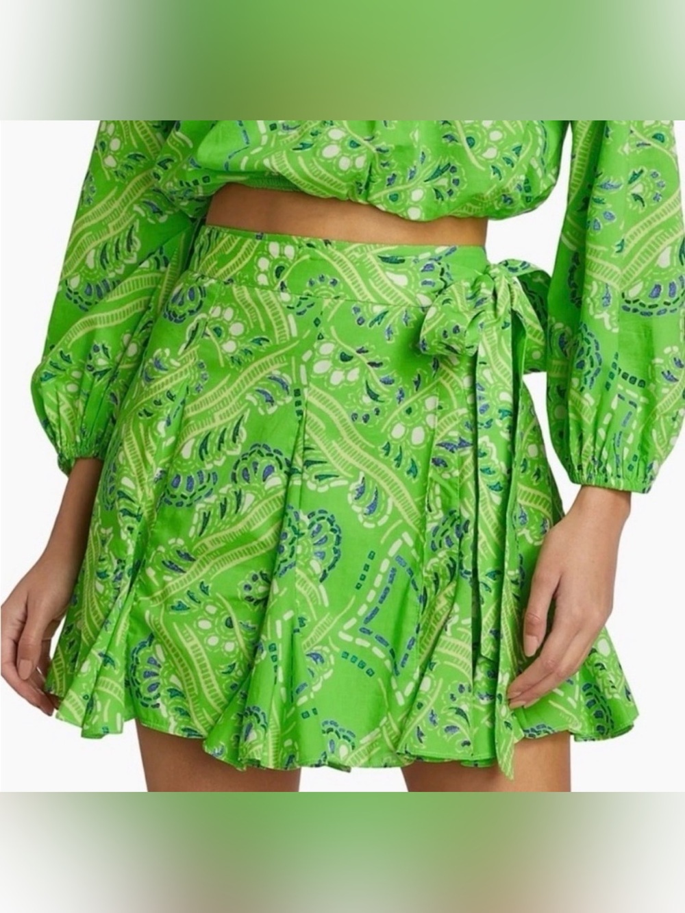 RHODE Willow Paisley Wrap Tie skirt Green